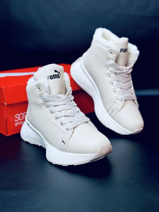 Ботинки Пума / кожаные кроссрвки Puma зимние / кросівки зимові жіночі