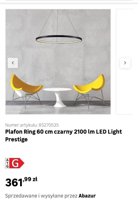 Plafon Ring 60 cm czarny light prestige