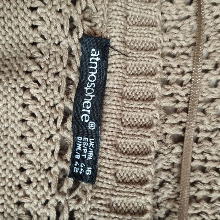 Ażurowy sweter Atmosphere r. 42 cappuccino brąz casual elegancki