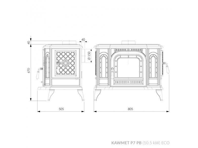 Piec Kawmet P7 10,5kW ECO Cook top LB od ręki