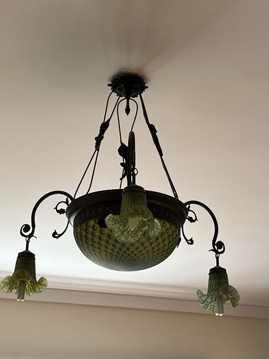 Candeeiro  art deco tecto , cor verde , impecavel