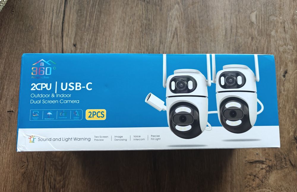 2x Kamera WiFi 8MP Obrotowe IP66 iCsee 2 obiektywy