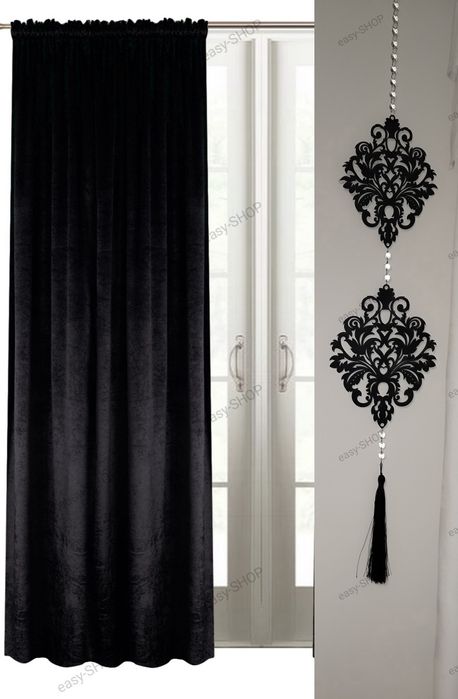 Podwójna czarna girlanda z kryształkami i chwostem