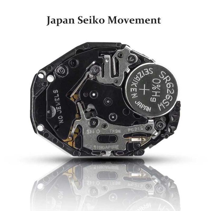 Zegarek koperta 43mm mechanizm Seiko kwarcowy na pasku silikonowym BOX