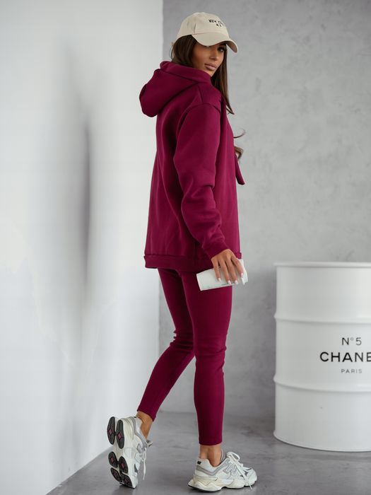 komplet bluza+legginsy prążek bordowy uniwersalny bawełna