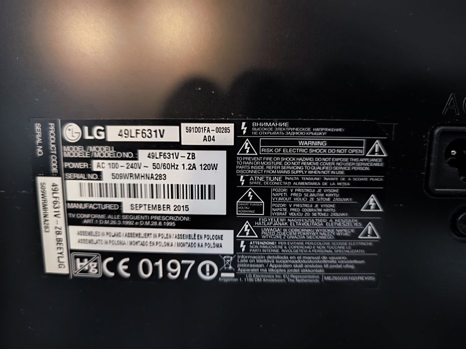 Telewizor Smart TV LG 49LF631V-ZB