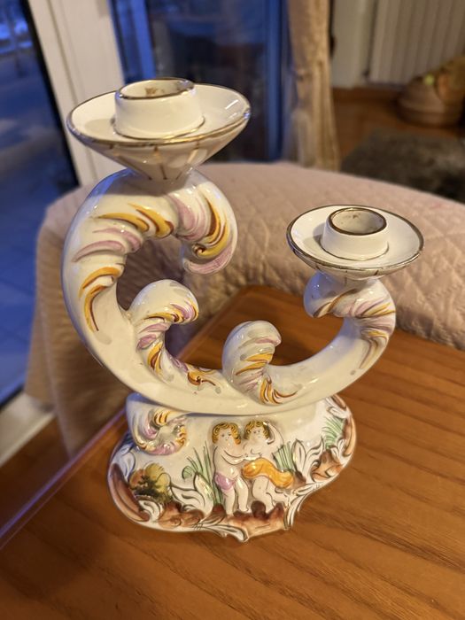 Castiçal antigo em porcelana fábrica ELPA Alcobaça
