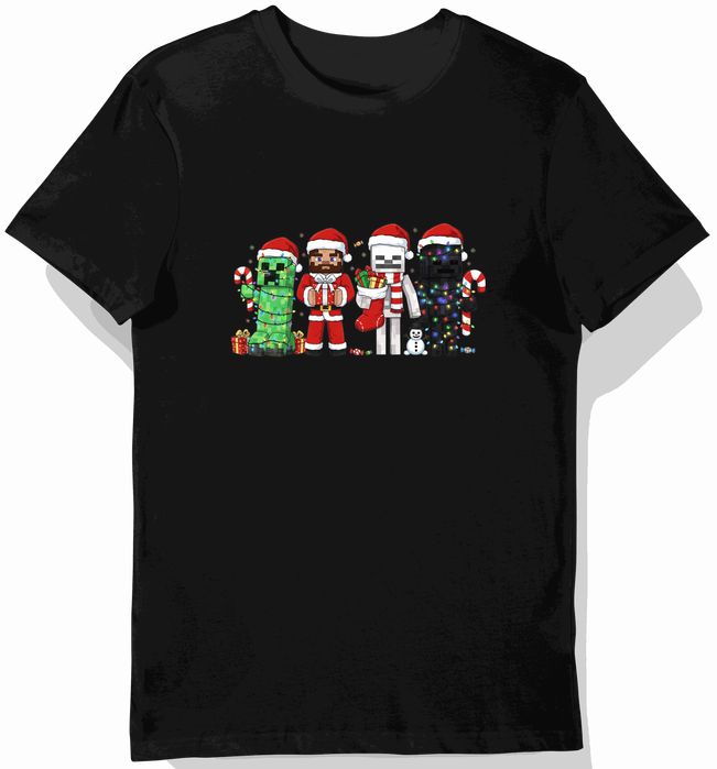 Koszulka dziecięca czarna świąteczne minecraft prezent święta 104