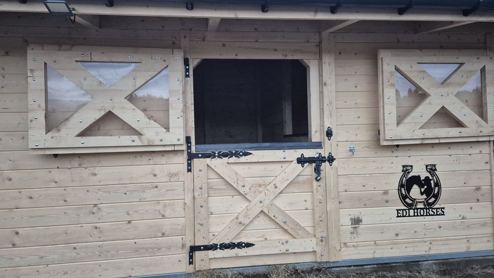 2 Zawiasy 60cm do drzwi stajni + zasuwa rygiel zamek Kowals