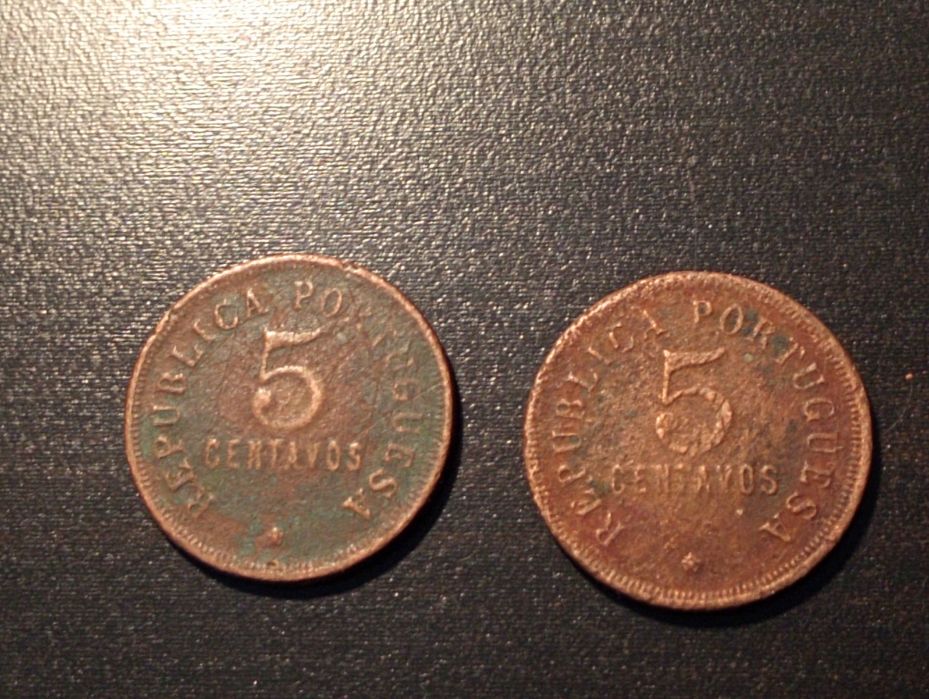 5 centavos - Angola 1922 - Bronze - Bela / MBC - muito bem conservada