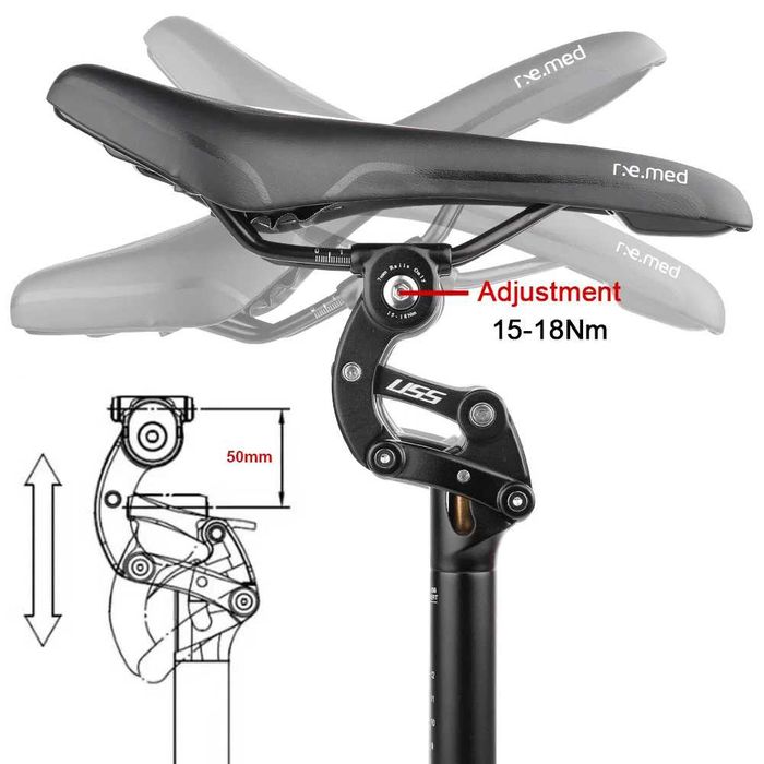 Espigão de Selim com Suspensão SAFORT-USS MTB 30.9 mm - Curso de 50 mm