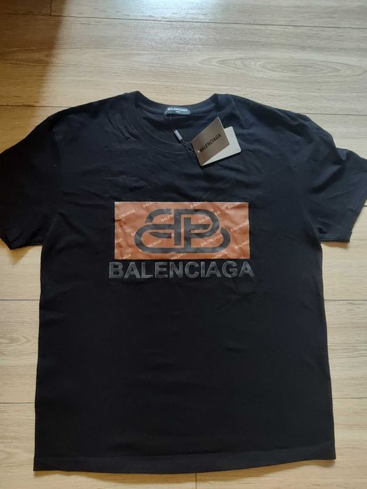 Balenciaga – T-shirt z Logo BB Icon (Vintage Effect) koszulka męska