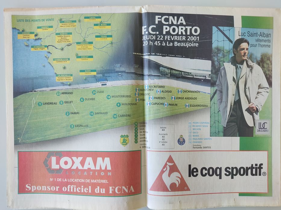 Programa oficial Nantes FC Porto 2000/2001 liga dos campeões