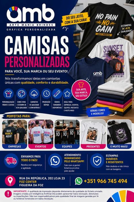 CAMISAS PERSONALIZADAS -  A SUA IDEIA, DO SEU JEITO!