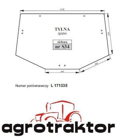 Szyba tylna tył JOHN DEERE seria 6 nr L171335