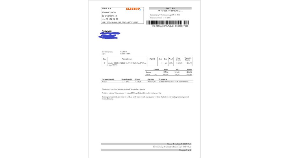 Monitor Dell S2722QC – 27 cali 4K / JAK NOWY