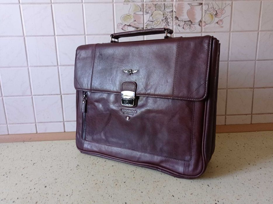 Aeronautica Militare teczka torba skórzana na laptop i dokumenty