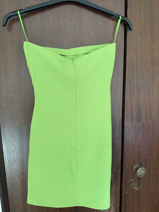 Vestido curto verde estilo bandage tomara que caia feminino Dress