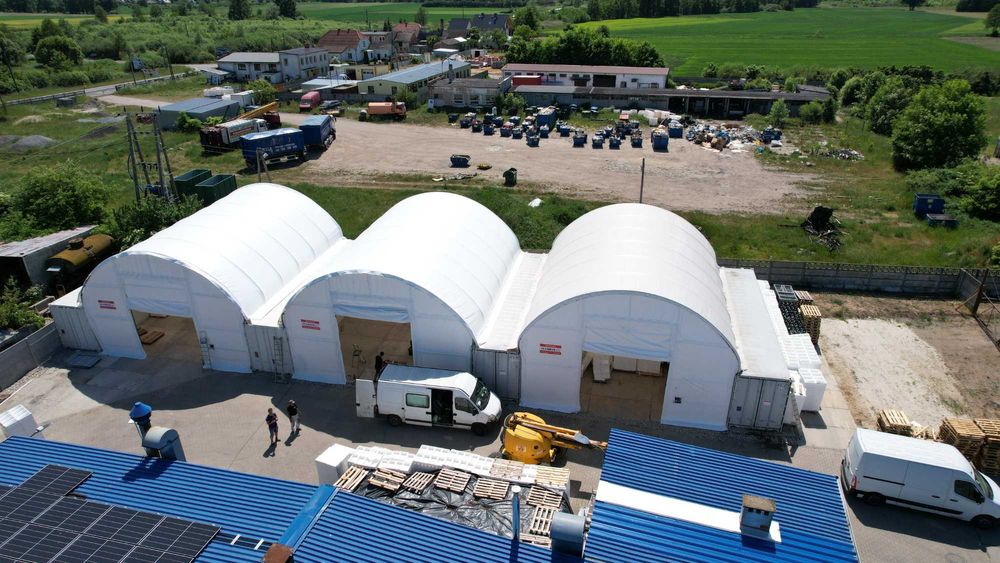 Zadaszenie kontenerowe 10x12 m namiot budowlany kontenery wiata hala