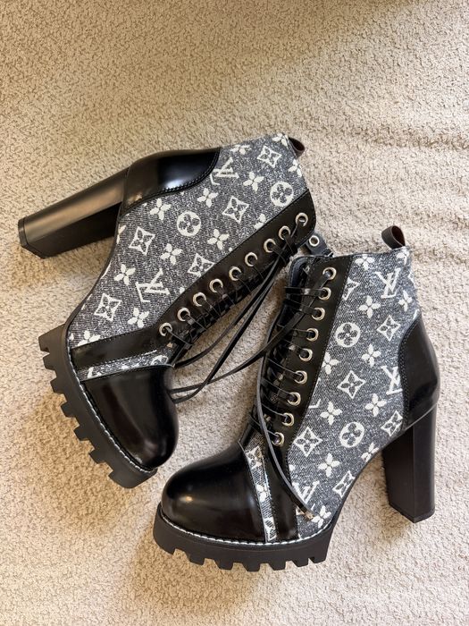 Damskie buty Louis Vuitton 37/38 trapery Star Trail denim botki na obcasie NOWE
