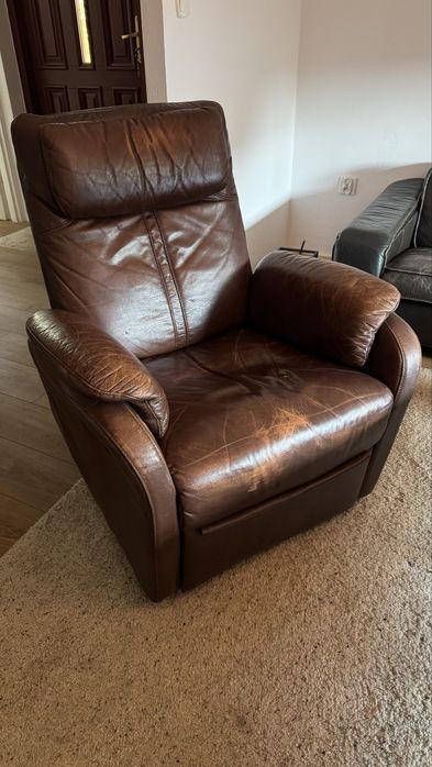 Fotel ralaksacyjny skóra naturalna Vintage