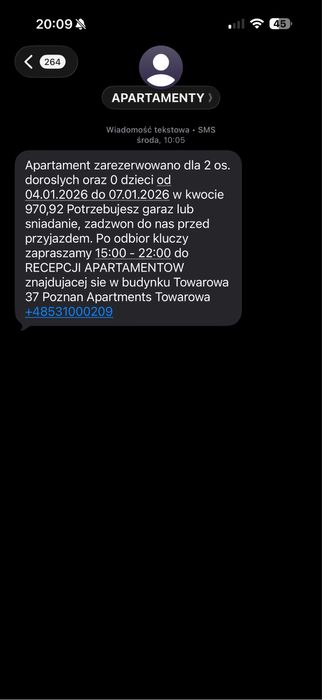 Poznań Centrum | Apartament 2 os. | 04.01 - 07.01 |