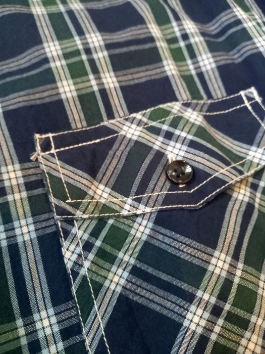 Чоловіча сорочка в клітинку картата рубашка в клетку синня зелена