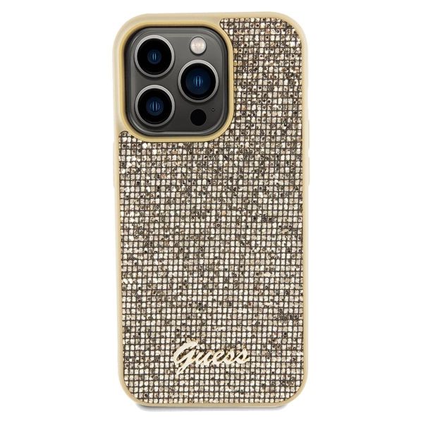 Etui Guess Disco Metal Script na iPhone 14 Pro Max - złote