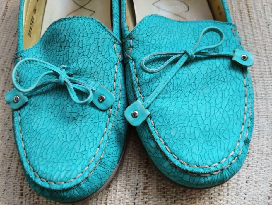 Buty damskie Waldlaufer rozm.42 wkładka 27 cm kolor turkusowy - skóra naturalna.