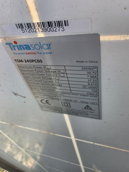 Używane panele 245W trina solar