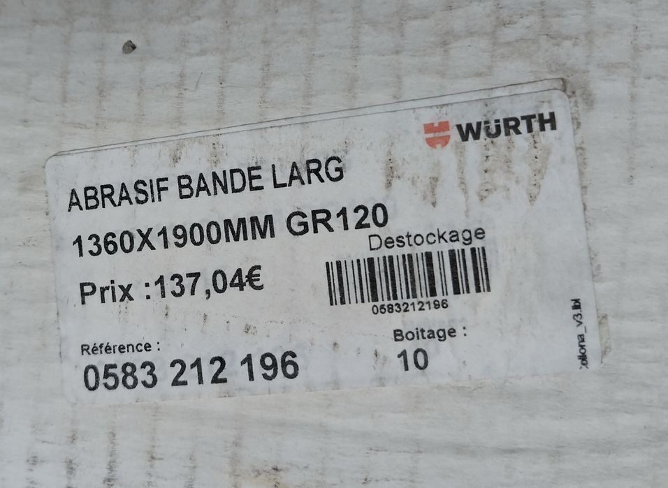Наждачная бумага Wurth  Германия 1.9м х 1.3м. 150 зерно