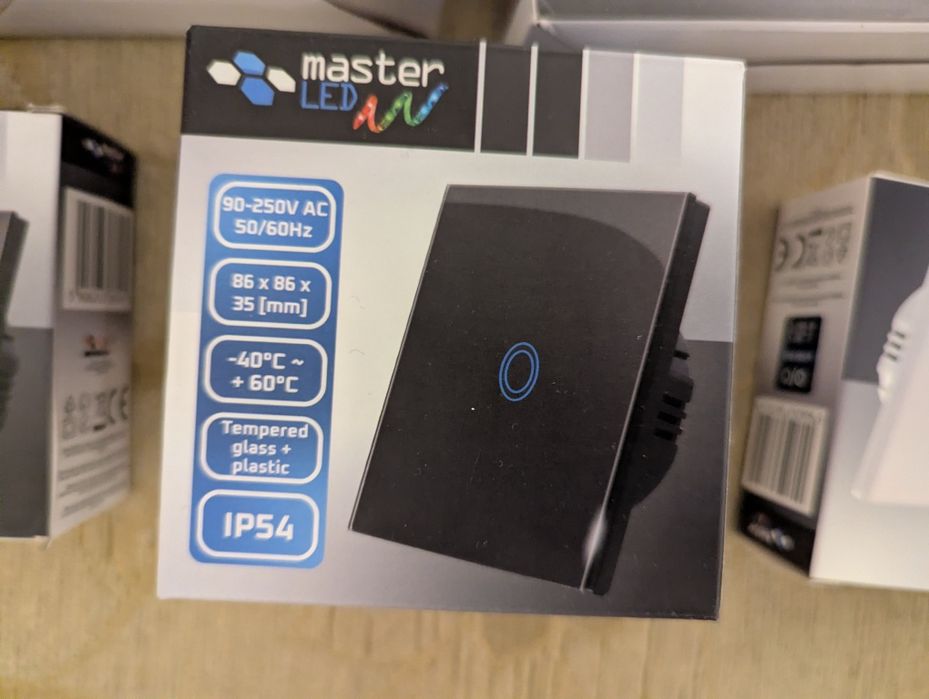 Włącznik dotykowy szklany czarny (1 przycisk)