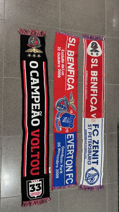 Lote de 3 cachecois so Sport Lisboa e Benfica