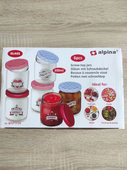 Słoiki zakręcane 6 szt Alpina 200 ml na konfitury