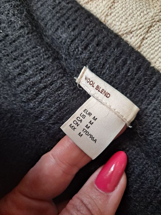 H&M M 25% Moher 25% wełna czarny luźny sweter