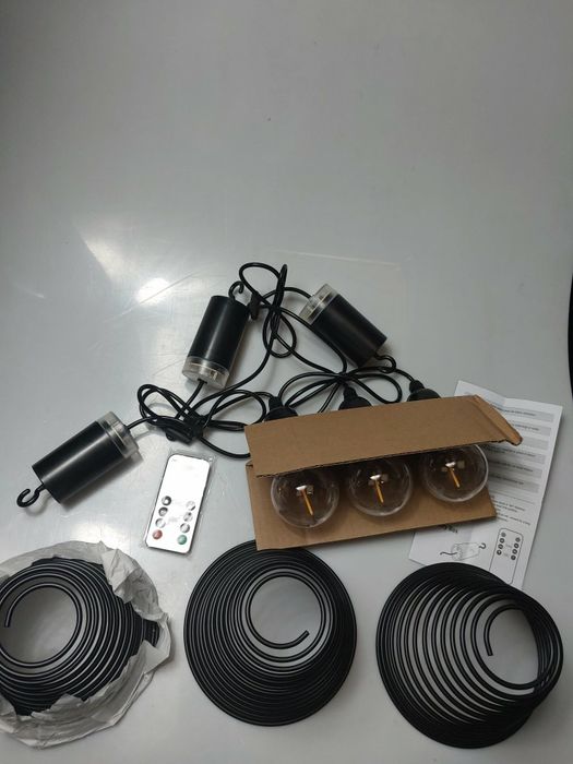 Zestaw 3 Lamp Wiszących na Baterie IP65 Pilot Timer Ogród Loft