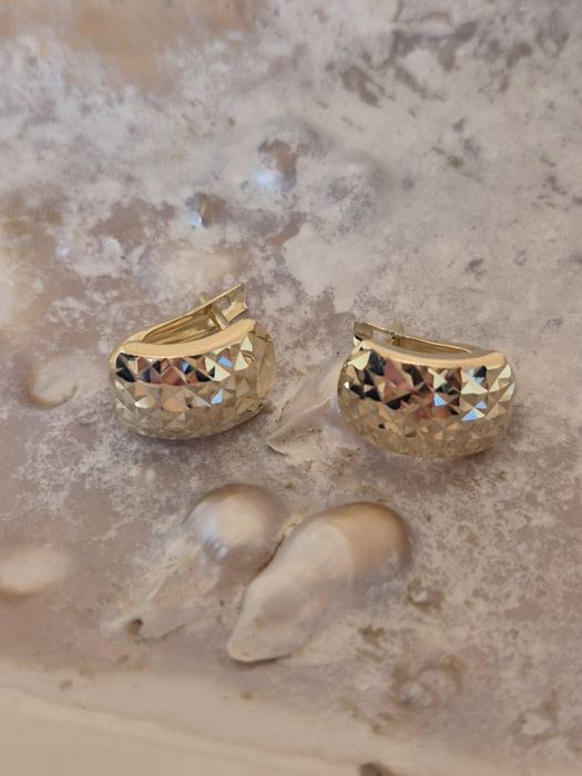 Złote kolczyki wiszące diamentowane szlifowane blaszki p. 585