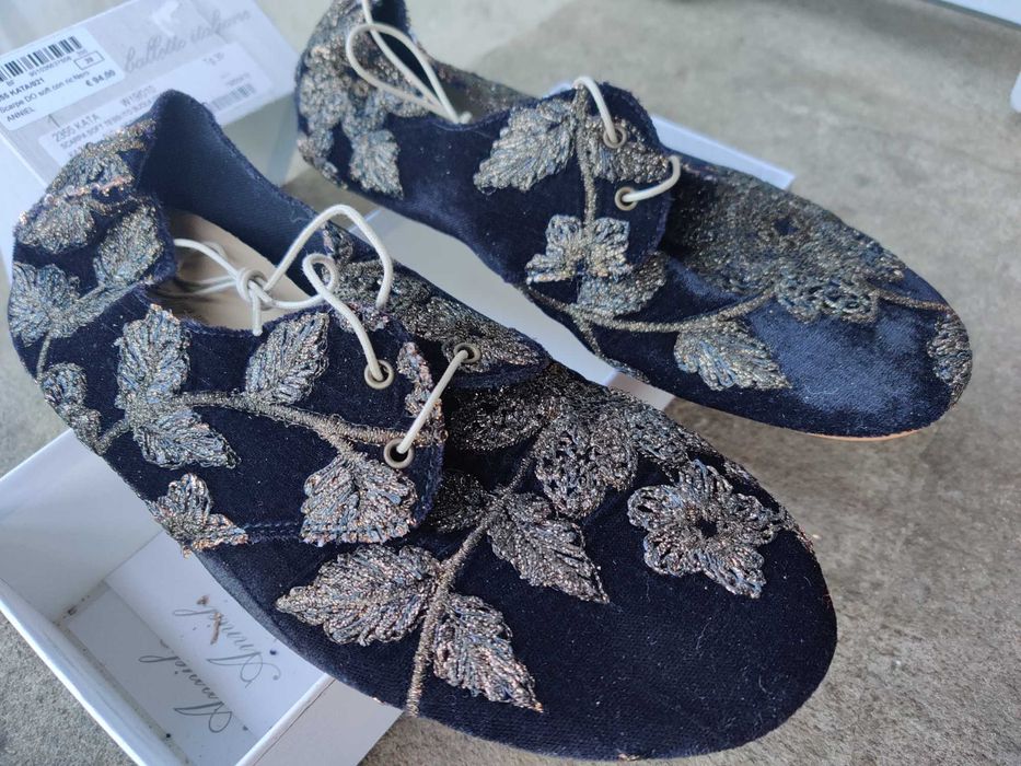 Anniel 39 nowe buty kwiaty welur