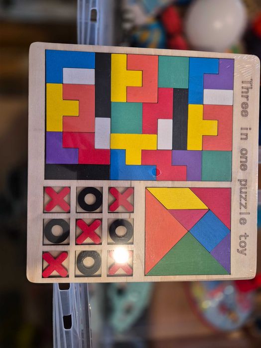 Układanka 3 w 1 tangram tetris kółko i krzyżyk