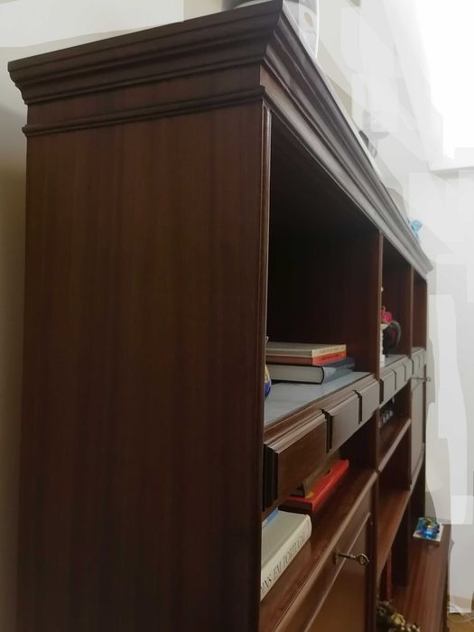 Móvel de Sala em madeira com 2 Bares e iluminação