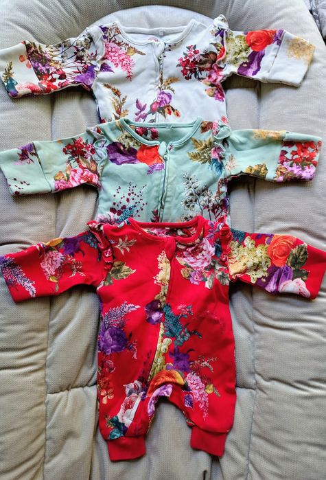 3 pajacyki rampersy next baby 44 cm
