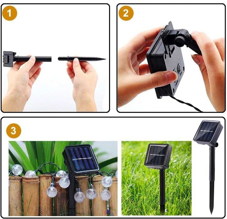 4x Girlanda solarna ogrodowa na balkon 40 led 7m lampki żarówki ciepła