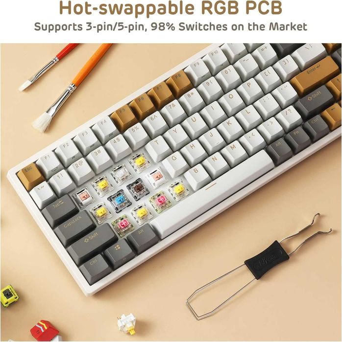 Teclado mecânico RK84 RGB Edição limitada, Bluetooth/2.4Ghz/USB