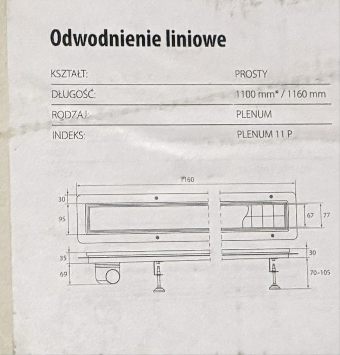 Odpływ liniowy 1100 pod płytke!