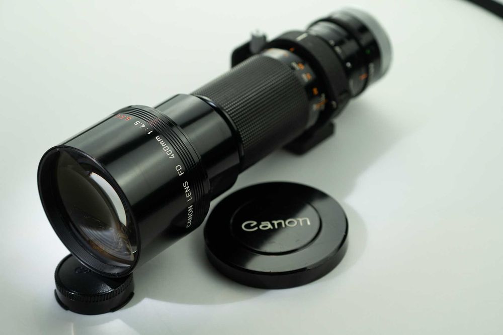 Lente Canon FD 400mm f/4.5 S.S.C. – Inclui Filtros e Suporte de Tripé
