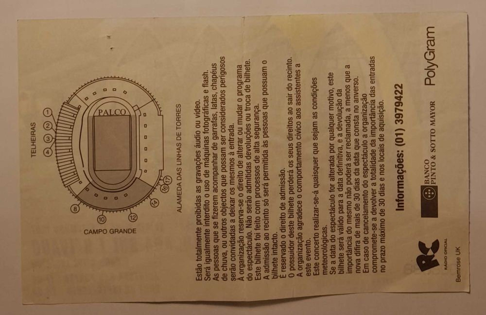 Bilhete U2 POPMART 1997