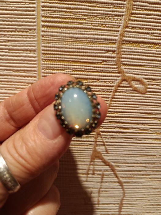 Клипсы винтажные с лунным камнем