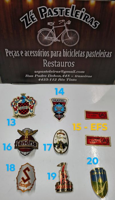 Várias Chapas de testa bicicleta pasteleira/inglesa/nacional/clássica