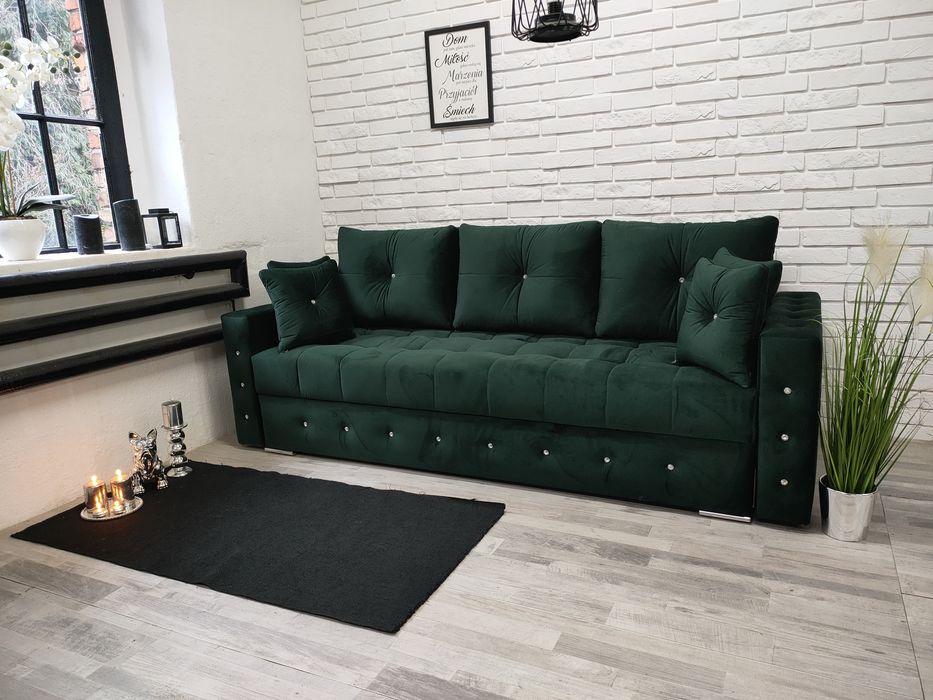 Kanapa sofa Samara styl glamour guziki pikowania rozkladana