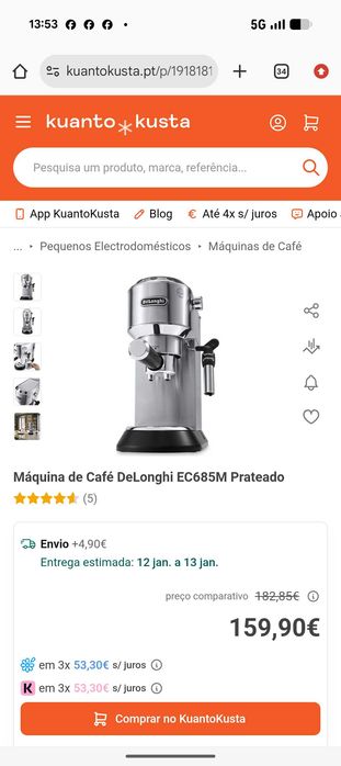 Máquina de Café DeLonghi EC685M Prateada